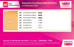ช่องรายการทรูวิชั่นส์ now football 2025
